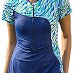 Rovars Spandex One Piece Swimming Costume for Women I Removable Pads I Half Sleeves I Half Length I Front Zipper-image-39