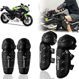 Auto Pearl Motorcycle Knee Shin Guards Elbow Pads, 4 in 1 Monstor Style Knee Shin Safe Protection Armor for Moto Cycling Racing compatible with Ninja (Black, 4Pcs)-image-99
