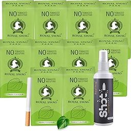 ROYAL SWAG Ayurvedic & Herbal Cigarettes 100% Tobacco-free and Nicotine-free PAAN Flavour(100 Sticks) With Anti Addiction Shot Spray 100 ml | Made with Natural Ingredients - Made in India-image-81