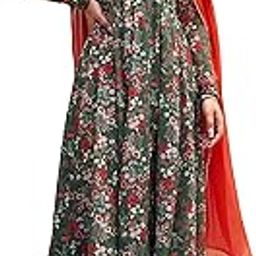 janasya Women's Bottle Green Georgette Digital Floral Printed Kurta with Palazzo and Dupatta-picture-41
