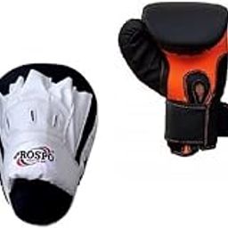 Prospo Curved Focus Pad and Boxing Gloves, Karate Gloves,Punching Mitts for Boxing/MMA/Muay Thai/Kickboxing/Karate/TAEKWANDO-image-0