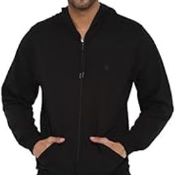Men Essential Black Solid Hooded Sweatshirt-image-20