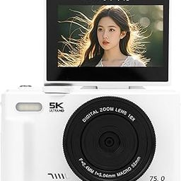 LICAEVEY 5K Digital Camera for Photography, 75MP Vlog Camera for YouTube with 3" 180° Flip Screen & Flash, Antishake, 18X Digital Zoom Compact Travel Cam for Beginner (64GB)-image-87