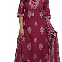 Women's Pure Cotton Handwork V Neck Kurta with Pants and Dupatta Set-picture-36