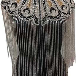 Hand Beaded Sequined Poncho For Women (White)-37
