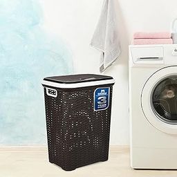 Nilkamal Elegance Laundry Basket 50 Litre with Lid|3-Year Warranty|Robust with In-Built Handles |For Cloth, Blankets, & Laundry Storage|Ideal for Home, Bedroom & Bathroom (Season Rust Brown), Plastic-image-19