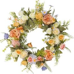 UJEAVETTE Spring Wreath for Front Door Ornament 45cm for Garden Valentine's Day Office-86
