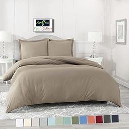 Sofrito 300 TC Microfiber Ultra Soft Wrinkle Free Duvet Cover/Comforter Cover/Quilt Cover/Blanket Cover with Solid Zipper Closure & Four Corner Ties (Double - 91"x101" - Inches) - Taupe, 300-20
