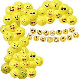 Party Propz Emoji Theme Birthday Decoration Kit-51Pcs Combo,Smiley Birthday Theme For Kids|Smiley Theme Birthday Decoration Kit|Happy Birthday Banner (Cardstock)|Birthday Decoration Items,Multicolor-image-4