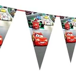 WoW Party Studio McQueen Car Theme Happy Birthday Decorations Flag pennants Buntings Banner - 10ft Long-picture-32