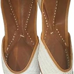 Women's Traditional Mirror Work Jutti, White Beaded Ethnic Flats-image-48