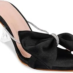 looper Women's Bow Heel Sandal,Birthday heels,Cute heels,Black Heels for women,girls black heels-picture-14