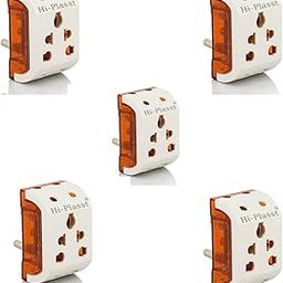 Hi-Plasst (Pack of 5) 3-Pin 5-Way Multiplug – Universal Travel Adapter Socket | 3-Pin/2Pin Compatible | White Multi-Socket Extender for Home, Office, Travel Space-Saving Design | 5A 250V |-11
