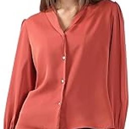 Women's Solid V-Neck Shirt | Notched Collar | Long Sleeves with Cuffs| Day to Evening-image-17