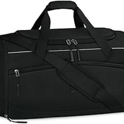 Gym Bag for Men and Women,55L Polyester Duffle Bag with Separate Shoe Compartment & Wet Pocket,Water Resistant Sports & Travel Bag,Adjustable Shoulder Bag,Black-image-43