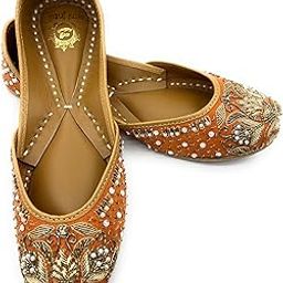 Sunehri Ada, Punjabi Jutti, Orange Color Embroidered Handmade Jutti for Women with Soft Leather and Double Cushion, Dabka Jutti, Women Punjabi Jutti, Jutti for Women-image-7