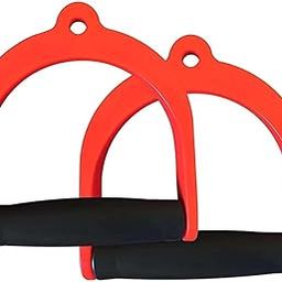 Gym Pulley Exercise Handles, Pair, Plastic, Red and Black-23