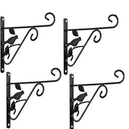 Ezzu Crafts 4 Pack Hanging Plants Bracket 10'' Wall Planter Hook Flower Pot Bird Feeder Wind Chime Lanterns Hanger Patio Lawn Garden for Shelf Shelves Fence Screw Mount Against Door Arm Hardware-39