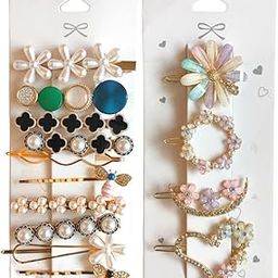 ANNACREATIONS Korean Style Pearl Metal Hair clips, Rhinestones Plastic Pearl Barrettes Flower Lock Pin Hair Accessories for Women & Girls (Pack of 14 Pcs) (Multicolor)-image-12