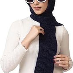 Women's Soft Knitted Winter Warm Woolen Cap with Woolen Lovely Muffler|Fur Cap with Muffler (Navy)-image-11