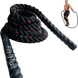 FittyFlux 1.2 Kg Weighted Jump Rope For Fitness- 3Lb Heavy Jump Rope For Men &Women - Gym Training, Home Workout, Total Body Workouts, Polyester (Black, 1.2 kg)-image-11
