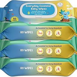 MUMta Cleansing Baby Wipes, Enriched with Aloe Vera, Jojoba seed oil, Shea Butter & Vitamin E - 80 Counts/Pack| Essential Wet Wipes with Lid, Alcohol and Paraben free wipes for Babies/Kids (Pack of 3)-image-73