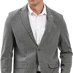 Men's Notched Lapel Solid Grey Single-Breasted Blazer-EX-3021A_Grey-picture-11