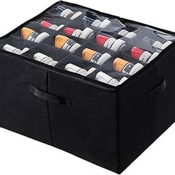 LOOKMINT Extra Large Storage Box with Dividers, 53 x 42 x 33 cm, Black, Foldable Closet Organiser with Clear Cover and Handle || 16 Pairs Box-picture-17
