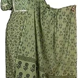 Women's Cotton Printed Straight Kurta with Palazzo & Dupatta Set with Yoke-picture-10