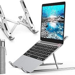 LITEPRO 7 Angles Adjustable Aluminum Ergonomic Foldable Portable Tabletop Laptop/Desktop Riser Stand Holder Compatible for MacBook, HP, Dell, Lenovo & All Other Notebook (Silver)-picture-17