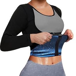 TOPELLER Sauna Suit for Women Sweat Body Shaper Jacket Hot Waist Trainer Long Sleeve Zipper Shirt Workout Top-image-79