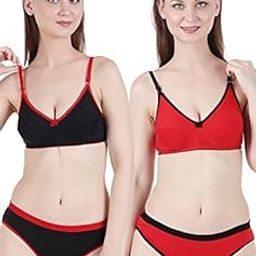 Women Lingerie Set Stylish Non Padded Bra Panty Combo Pack of 2 for Girls.-image-44