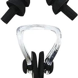 Silicone Nose Clip & Ear Plugs Set for Watersports, Boys & Girls Swimming Earplugs & Noseclip Set (Black)-16