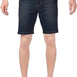 Men's Relax Fit Denim Shorts - Knee Length, Mid Rise, Stretchable Fabric, Dark Blue, Carbon Blue & Mid Blue-image-86