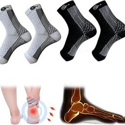 ecosync Unisex Cotton Orthopedic Neuropathy Socks (Pack of 2) combo | Moisture-Wicking, Breathable, Soft & Comfortable | Anti-Bacterial, Durable, Eco-Friendly | Seamless Design | White & Blac-image-0
