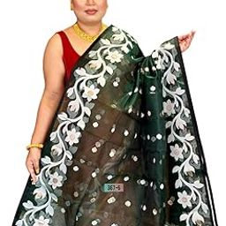 Exclusive trending woman Flower Buti Dhakai Jamdani saree-34