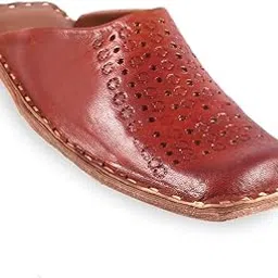 apratim Men's Ethnic Leather Mule/DOLMA/Sleeper/Colour-Brown-2-picture-2