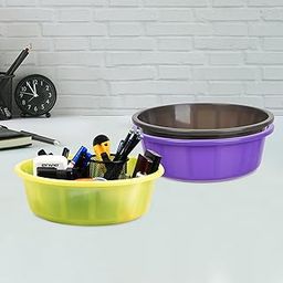 Pack of 3 Desk Organizer | Stationery Organizer | Multipurpose Organizer | Office Supplies for Pen-Pencil-Staplers | Desktop Organizer | 6 LTR | Purple & Gray & Green-image-87