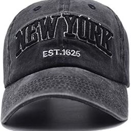 New York Distressed Baseball Cap for Women Men, Washed Cotton Sun Dad Hat-image-41