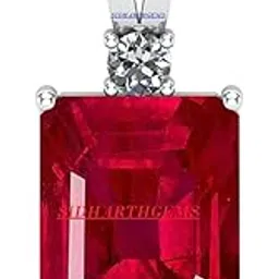 sidharth gems Super Quality Burma Ruby Stone 20.00 Ratti with Lab Tested Certified untreated Unheated Natural Manik Gemstone manikya Silver Plated Stone Pendant Locket for Women and Men-picture-22