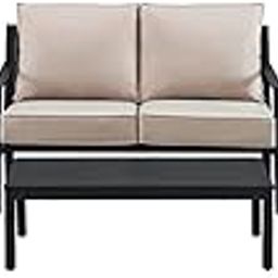 Design HUB1 Outdoor-Set Metal Outdoor 4 Piece Patio Conversation Seating Set-78