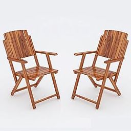 Fine Wood HUB Wooden Patio Folding Dining Chairs for Living Room | Foldable 2 Chairs for Outdoor, Garden & Balcony | Sheesham Wood, Honey Finish-image-50