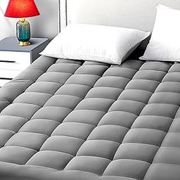 Rishu Linen Mattress Padding 500 GSM Super Soft Microfiber Mattress Padding/Topper Luxury Hotel Bed Feel - Grey, Queen (60"x78")-image-44