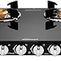Sunflame Mega 4 Burner Gas Stove | 1 Jumbo, 1 Medium and 2 Small Forged Brass Burners | 2 Years Product Coverage by Sunflame | Cast Iron Pan Support | Toughened Glass Top | PAN India Presence | Black-image-23