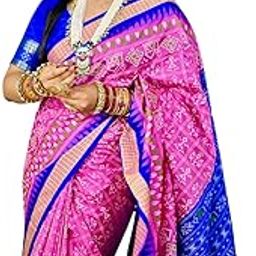Sambhalpuri Odisha Digital Printed Baby Pink Saree with Royal Blue Temple Zari Woven Border-picture-45