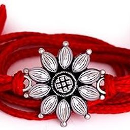99.5% Fine Silver Best Sunflower Rakhi For Brother For Men with Roli Chawal (kumkum)-image-73
