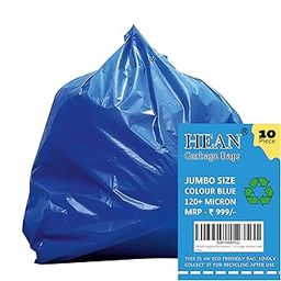 HEAN Hygiene Bio waste semi fresh eco-friendly blue garbage bag thick quality (35x45 inch)-10 pcs. Heavy Duty 75 micron, Biohazard waste bag professional Grade medical bag, X-Large size No leak-23