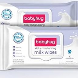 Babyhug Milk Daily Moisturising Baby Wet Wipes 98% Water Pack of 2-72 Pieces Each-image-35