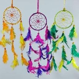 Feather, Wool Windchime (11 inch, Orange, Yellow, Blue, Pink, Green, Yellow)-image-2