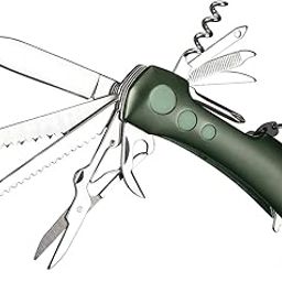 TAKSH Salher 13-in-1 Multipurpose Pocket Tool | Stainless Steel Multi-Utility Knife with Carabiner, Scissors, Screwdrivers, Opener | Compact Survival Gear for Camping, Travel, Home & Emergency Use-17